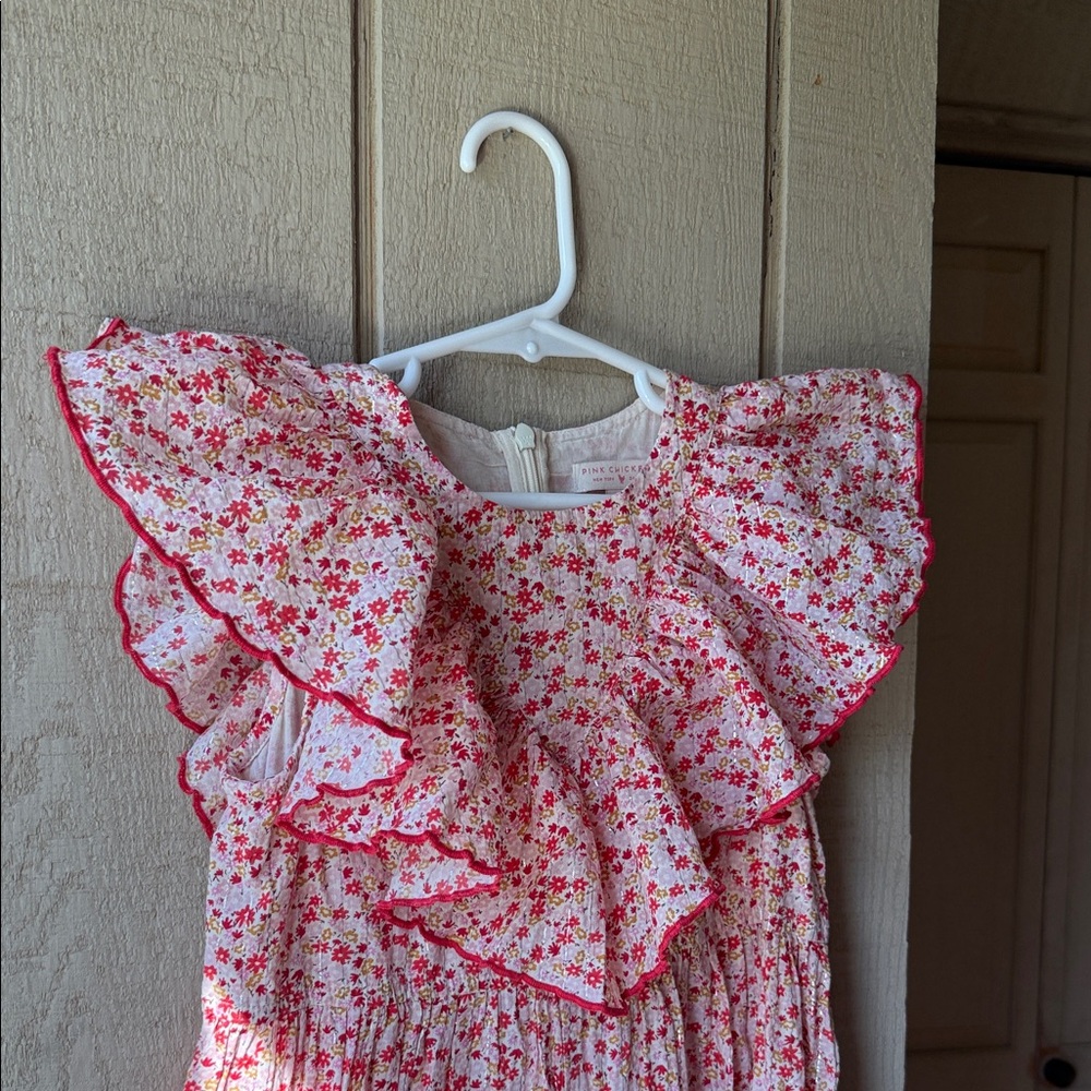 Girls Pink Chicken Jumpsuit size 7Y